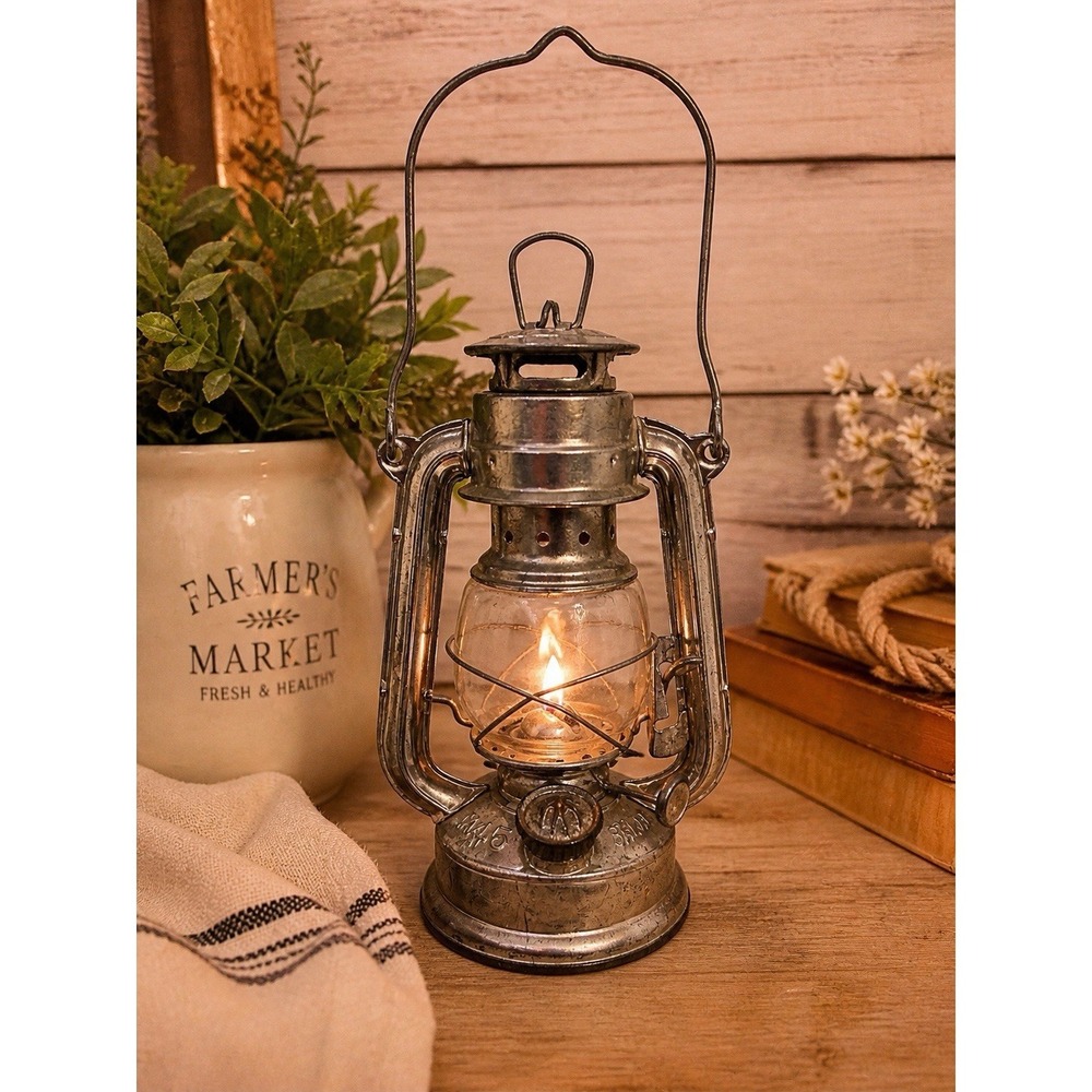 Vintage Swallow Brand Kerosene Lantern Metal Oil Lamp Clear Glass